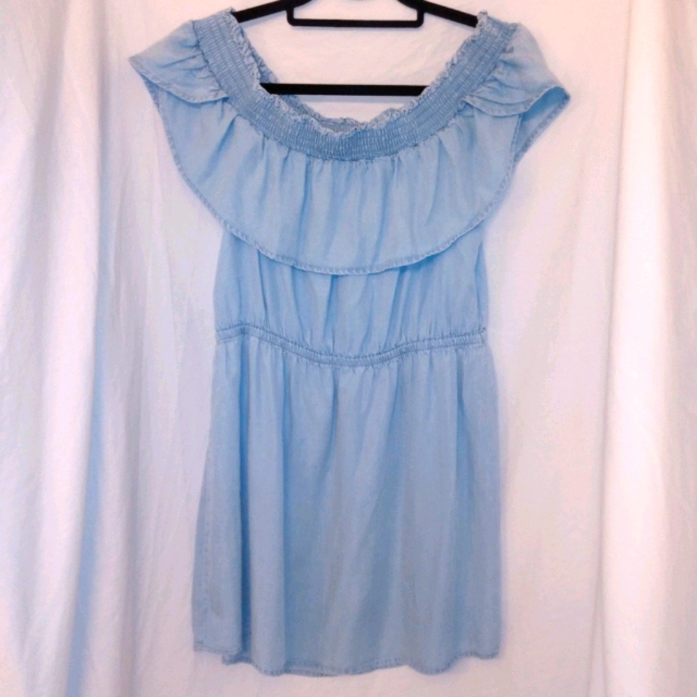 Express Over the shoulder chambray Dress